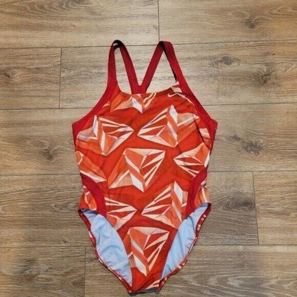 NIKE Red‎ Swimsuit One Piece Women's Racerback Sz 12 Sportswear - Picture 7 of 10